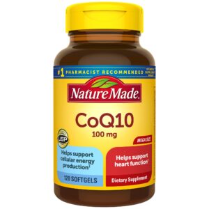 Nature Made CoQ10 100 mg, Dietary Supplement for Heart Health Support, 120 Softgels, 120 Day Supply 120 Count (Pack of 1)